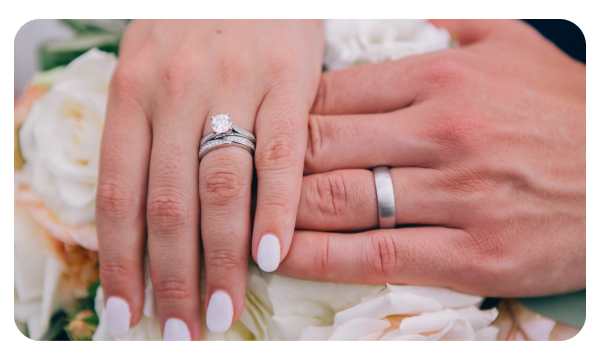 Two hands with wedding rings